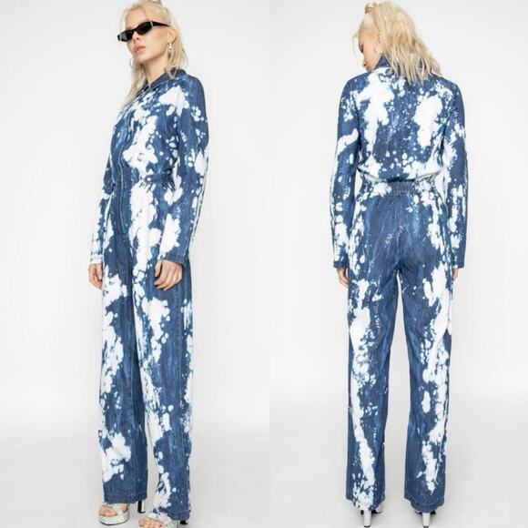 I.AM.GIA Despina Boilersuit Blue Tie Dye Jumpsuit Small Zip Outfit I Am Gia - Picture 1 of 13